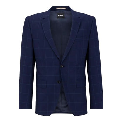 Front - Boss Mens Plaid Lapel Collar Blazer