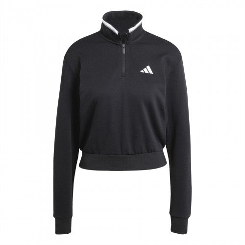 Front - Adidas Womens/Ladies Quarter Zip Crop Sweatshirt