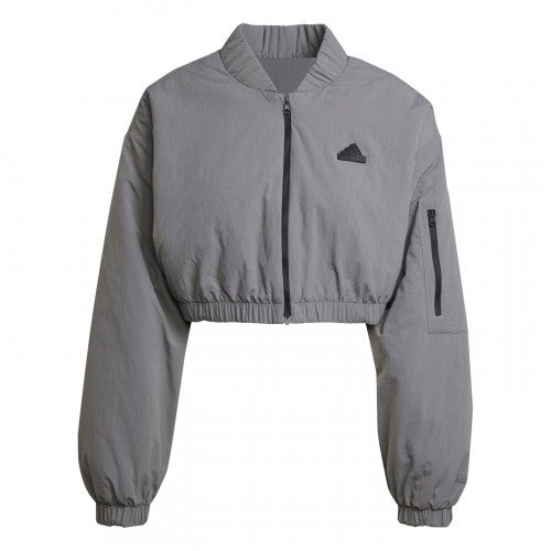 Front - Adidas Womens/Ladies Polyamide Cropped Bomber Jacket