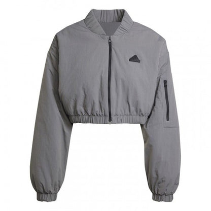 Front - Adidas Womens/Ladies Polyamide Cropped Bomber Jacket