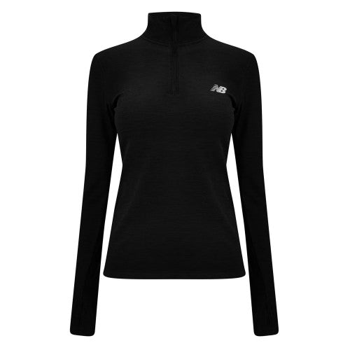 Front - New Balance Womens/Ladies Quarter Zip Fitted Running Top