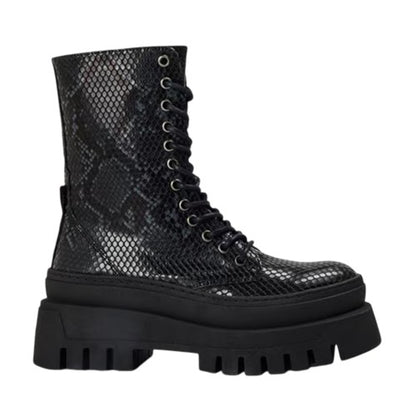 Front - Steve Madden Womens/Ladies Coast Snake Print Platform Combat Boots
