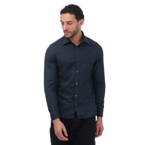 Front - Ted Baker Mens Crotone Herringbone Long-Sleeved Shirt