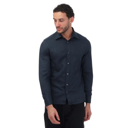 Front - Ted Baker Mens Crotone Herringbone Long-Sleeved Shirt