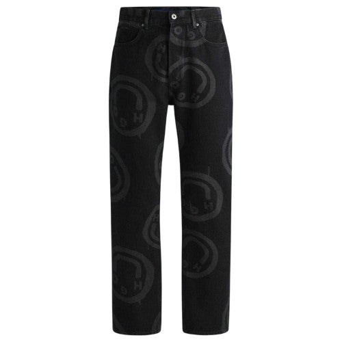 Front - Hugo Mens Nate Graphic Print Jeans