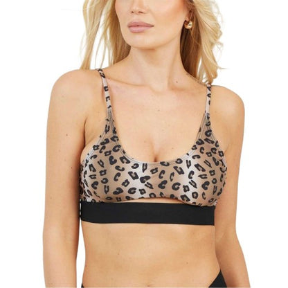 Front - Brave Soul Womens/Ladies Leopard Print Bikini Top