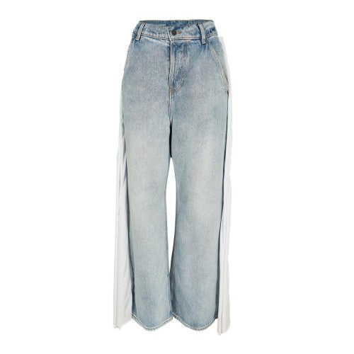 Front - Diesel Womens/Ladies Denim Drape Detail Wide Leg Jeans