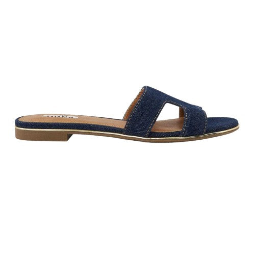 Front - Dune London Womens/Ladies Denim Open Toe Flat Sandals