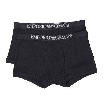 Front - Emporio Armani Mens Cotton Ribbed Boxer Shorts (Pack of 2)