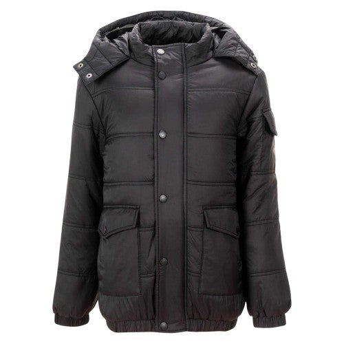 Front - Firetrap Boys Quilted Faux Fur Hood Jacket