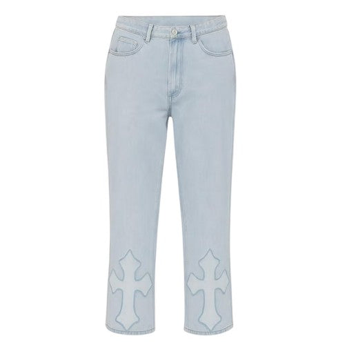 Front - I Saw It First Womens/Ladies Embroidered Wide Leg Jeans