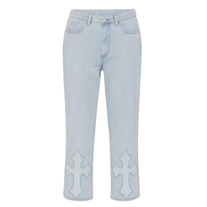 Front - I Saw It First Womens/Ladies Embroidered Wide Leg Jeans