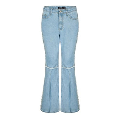Front - I Saw It First Womens/Ladies Denim Frayed Edge Flared Jeans
