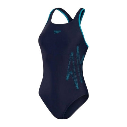 Front - Speedo Womens/Ladies Logo Racerback One Piece Swimsuit