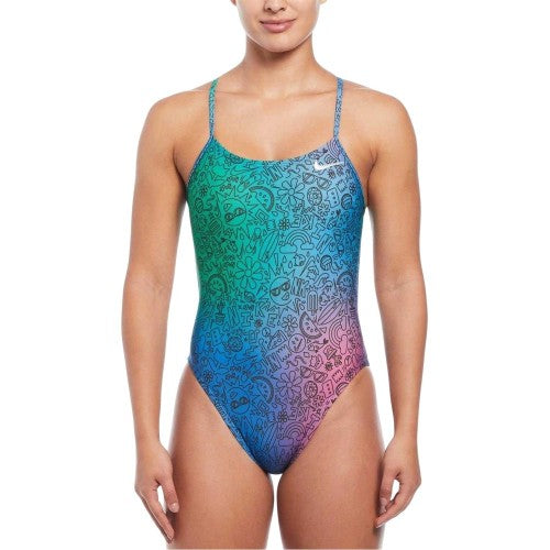 Front - Nike Womens/Ladies Swim Hydra Cut Out One Piece Swimsuit
