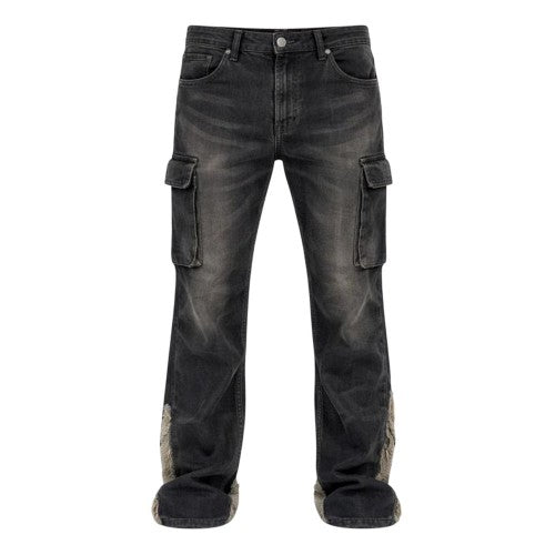 Front - Firetrap Mens Denim Slim Cargo Jeans