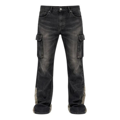 Front - Firetrap Mens Denim Slim Cargo Jeans