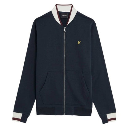 Front - Lyle & Scott Mens Embroidered Logo Ribbed Cuff Bomber Jacket