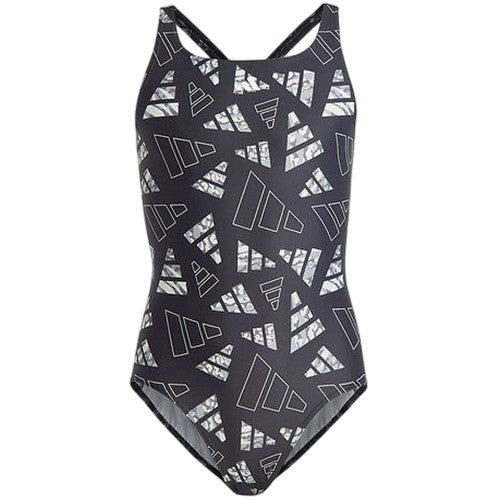 Front - Adidas Girls All-Over Print One Piece Swimsuit