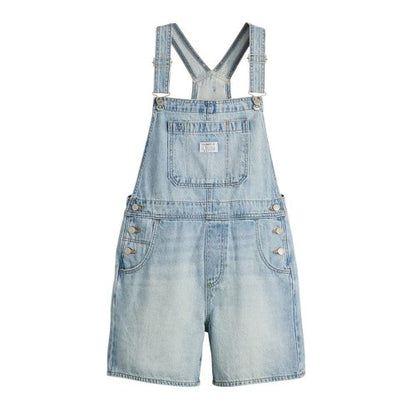 Front - Levis Womens/Ladies Denim Short Relaxed Fit Dungarees