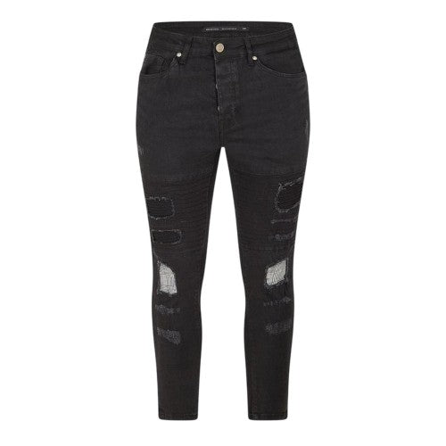 Front - Brave Soul Mens Washed Biker Skinny Jeans