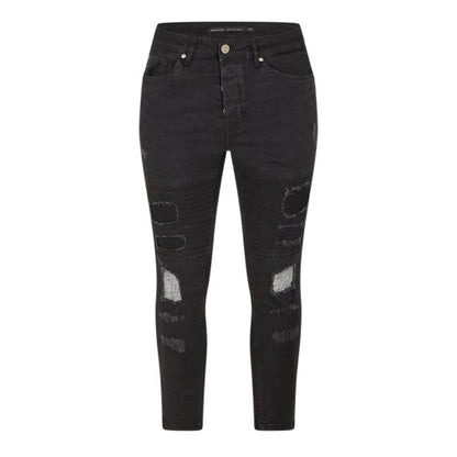 Front - Brave Soul Mens Washed Biker Skinny Jeans
