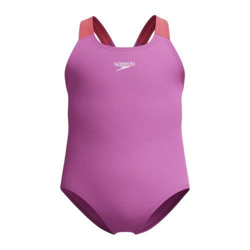 Front - Speedo Girls Learn to Swim Medalist One Piece Swimsuit
