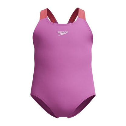 Front - Speedo Girls Learn to Swim Medalist One Piece Swimsuit