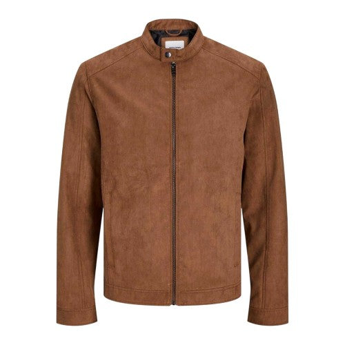 Front - Jack And Jones Mens Biker Mock Neck Plus Long-Sleeved Jacket