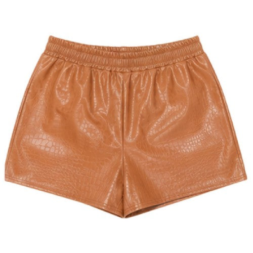 Front - Missy Empire Womens/Ladies Vegan Leather Crocodile Print High Waist Shorts