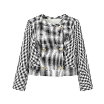 Front - AX Paris Womens/Ladies Houndstooth Double-Breasted Tailored Jacket