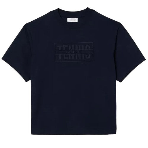 Front - Lacoste Womens/Ladies Embroidered Cotton Oversized Tennis T-Shirt