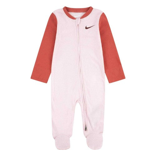 Front - Nike Baby Girls Full Foot Long-Sleeved Sleepsuit