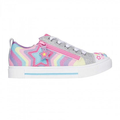 Front - Skechers Childrens/Kids Twinkle Sparks Graphic Print Low Flat Trainers
