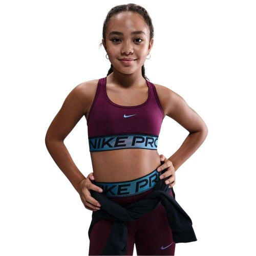 Front - Nike Girls Pro Swoosh Snug Fit Sports Bra