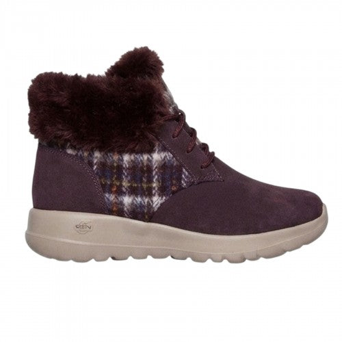 Front - Skechers Womens/Ladies Go Joy Tartan Suede Trainers