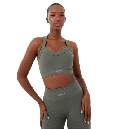 Front - USA Pro Womens/Ladies Sophie Habboo Ribbed Sculpting Sports Bra