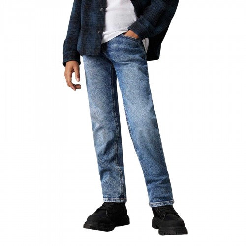 Front - Calvin Klein Boys 5 Pockets Straight Leg Jeans