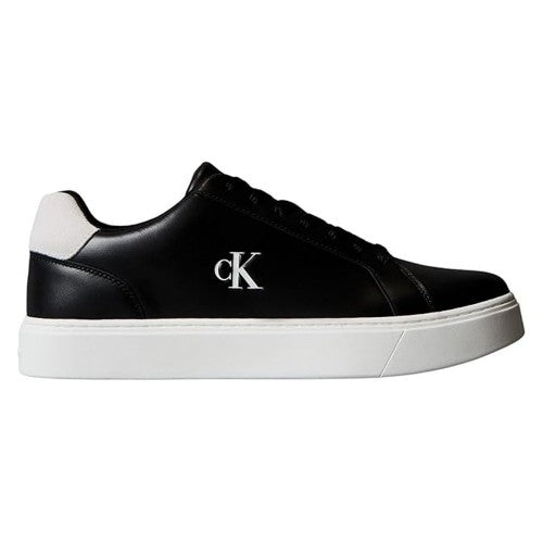 Front - Calvin Klein Mens Classic Logo Leather Flat Trainers