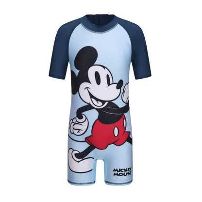 Front - Disney Childrens/Kids Mickey Mouse Contrast Sleeves One Piece Swimsuit