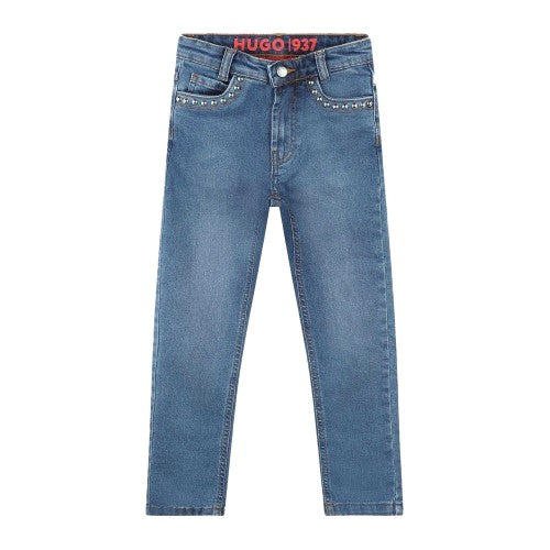 Front - Hugo Boys Denim Plain Jeans