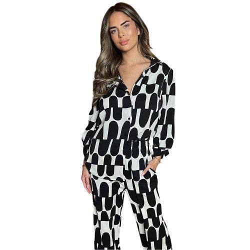 Front - AX Paris Womens/Ladies Geometric 3/4 Sleeve Shirt