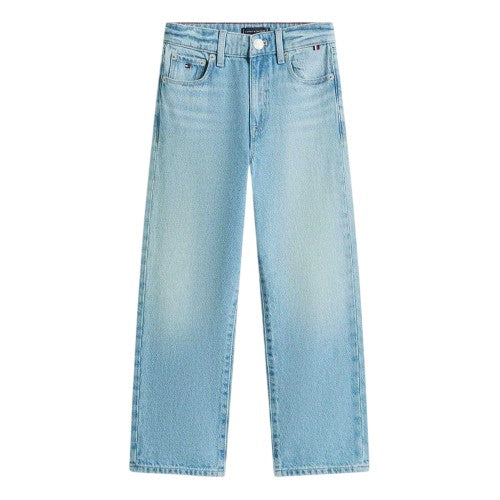 Front - Tommy Hilfiger Boys Mid Rise Wide Leg Jeans