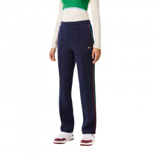 Front - Lacoste Womens/Ladies Side Stripe Regular Tracksuit Bottoms