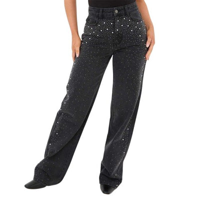 Front - I Saw It First Womens/Ladies Embellished Straight Leg High Rise Jeans