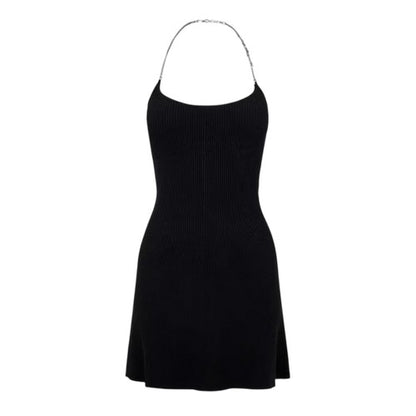 Front - Diesel Womens/Ladies Chain Halter Neck Mini Dress