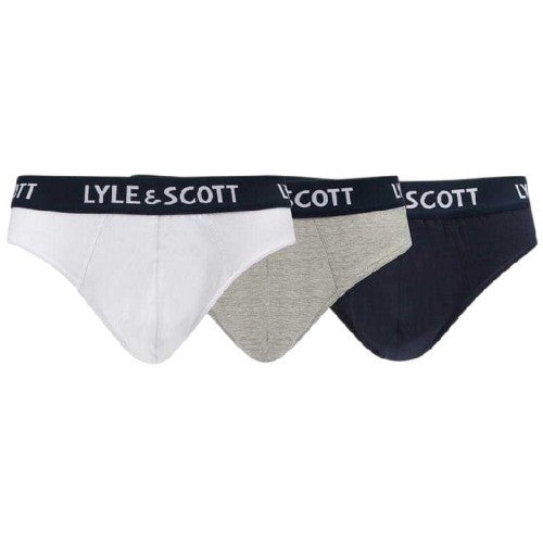 Front - Lyle & Scott Mens Branded Tape Briefs (Pack of 3)