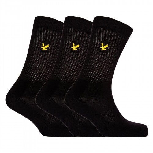 Front - Lyle & Scott Mens Embroidered Logo Crew Socks (Pack of 3)