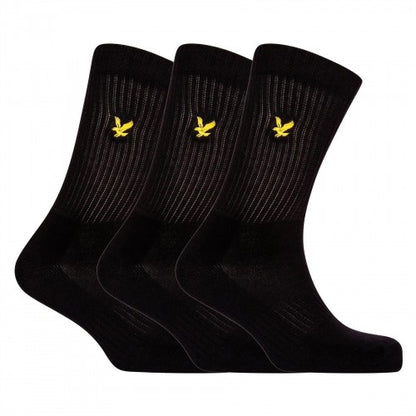 Front - Lyle & Scott Mens Embroidered Logo Crew Socks (Pack of 3)