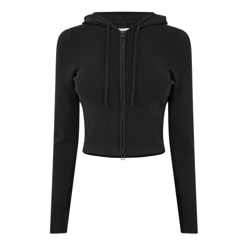 Front - Jack Wills Womens/Ladies Knitted Cropped Full Zip Hoodie